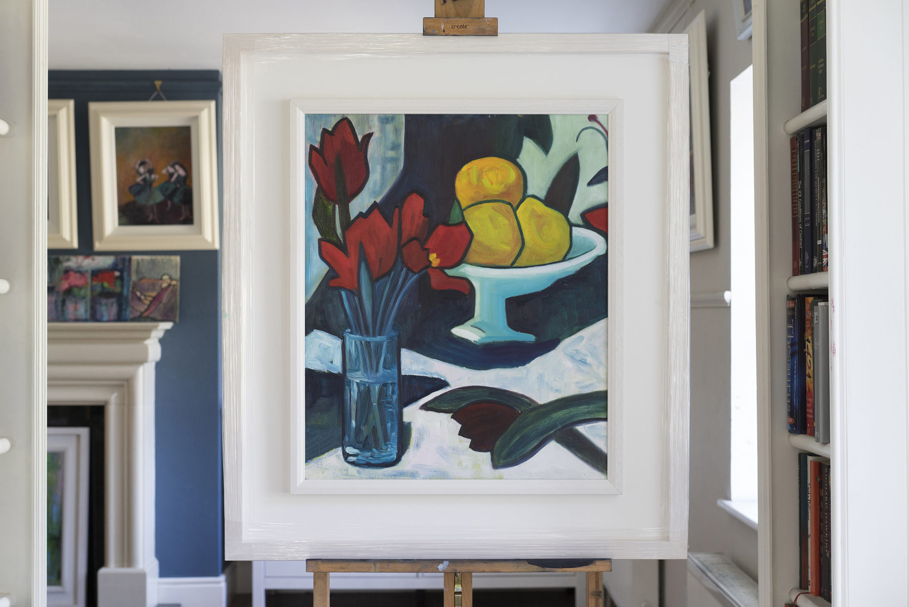 11. STILL LIFE – FLOWERS AND LEMONS – AFTER PEPLOE – FRAMED – 85 x 75cm – oil on board painting workshops