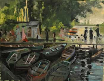 LANDSCAPE – HOLIDAYS IN FRANCE – AFTER MONET – 70 x 70cm UNFRAMED – OIL ON CANVAS oil painting workshops