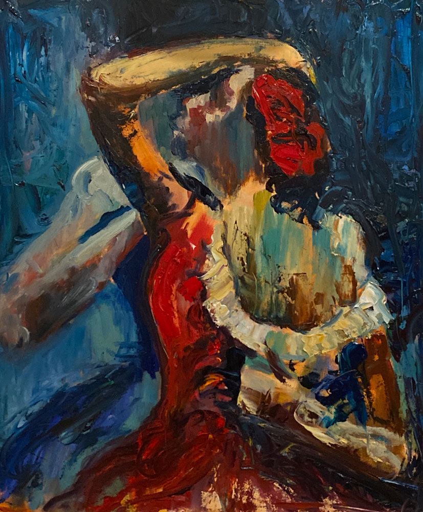 oil painting - a little spanish salsa after degas - 60 x 50cm - oil on board - by Emily McCormack