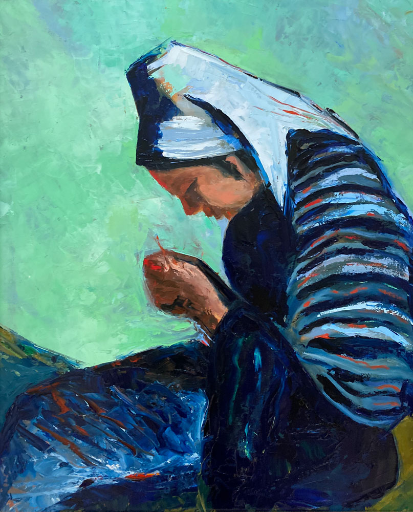 oil painting - ode to the seamstress - after O'Connor 60 x 50cm - oil on board - by Emily McCormack