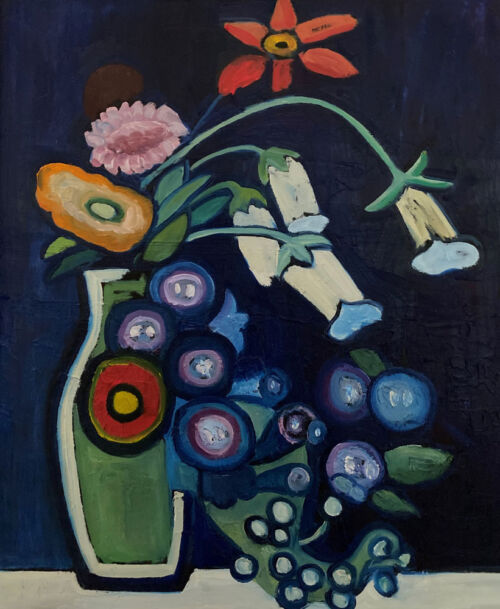 Oil painting - Floral - A posy bulls eye - After Munter - 60 x 50cm - Oil on board