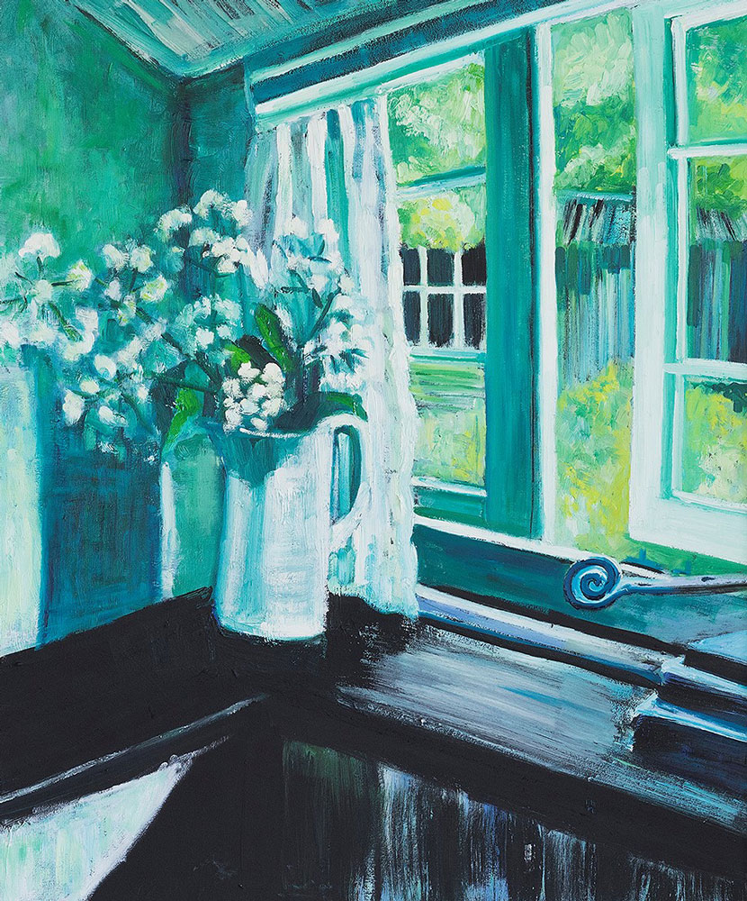letting the garden in on a spring morning - an oil painting depicting a spring morning - by Emily McCormack