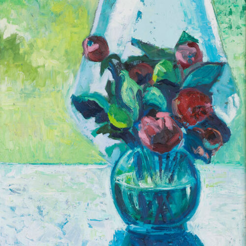 oil painting - floral - summer reflection as the light enters in 60 x 50cm oil on board - by Emily McCormack