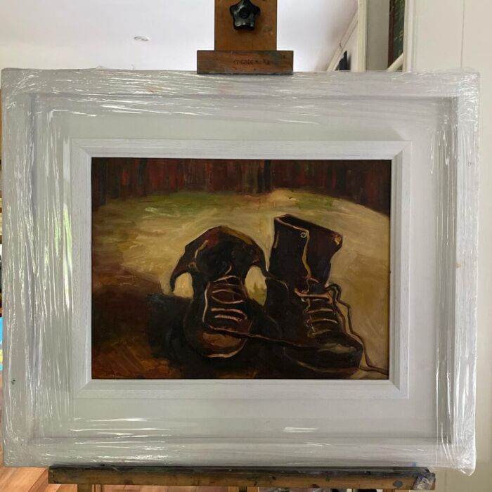 Ah The old Boots Oil Painting in Frame