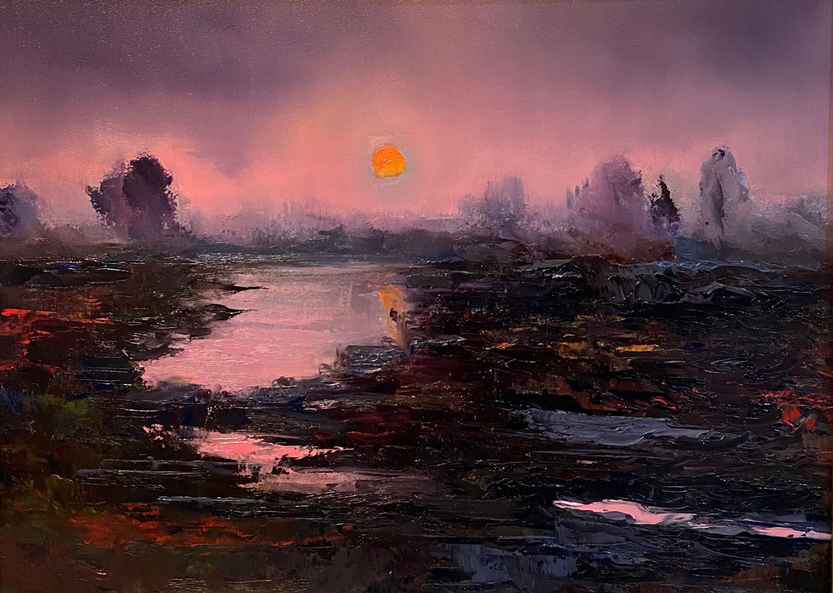 SUNRISE ON THE BOG and original oil painting by Emily McCormack