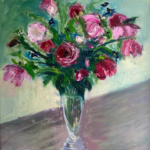 Oil painting - Floral - Just say it with roses, I love you - 60 x 50cm - Oil on board