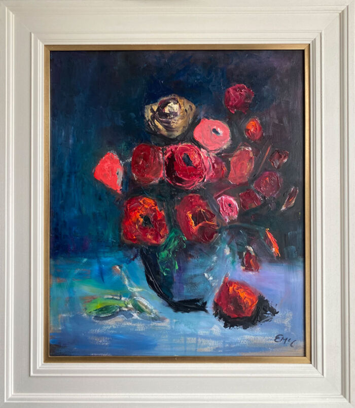 The Last of the Summer Roses - original floral oil painting