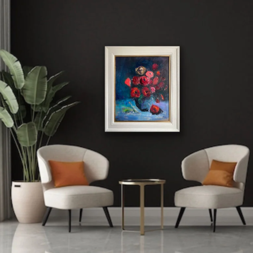 The Last of the Summer Roses - original floral oil painting