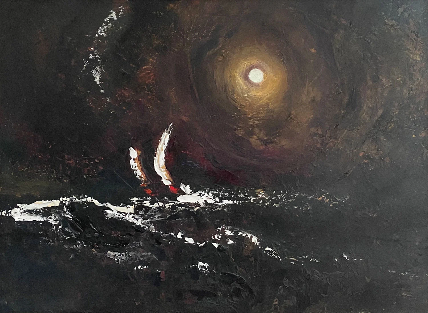 Moonlight on the Whitecapped Waves – original seascape oil painting Moonlight on the Whitecapped Waves - original seascape oil painting
