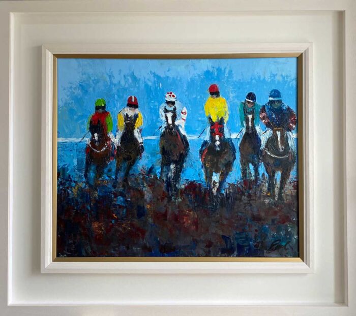 Racing To Cross The Line - Horse racing Oil Painting Ireland
