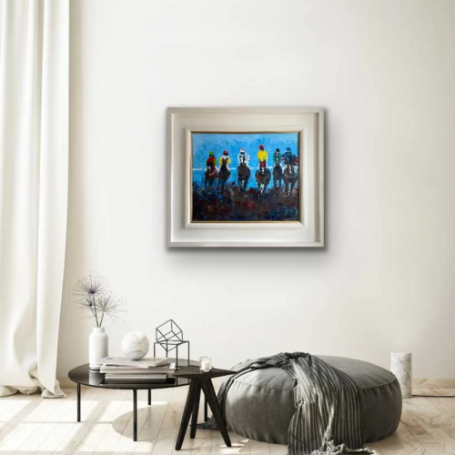Racing To Cross The Line - Horse racing Oil Painting Ireland