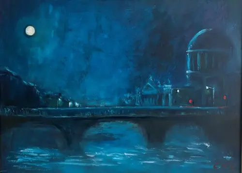 THE COURT RESTS - original cityscapre oil painting by Emily McCormack