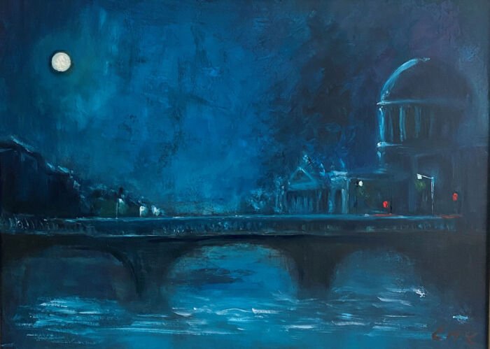 THE COURT RESTS - original cityscapre oil painting by Emily McCormack