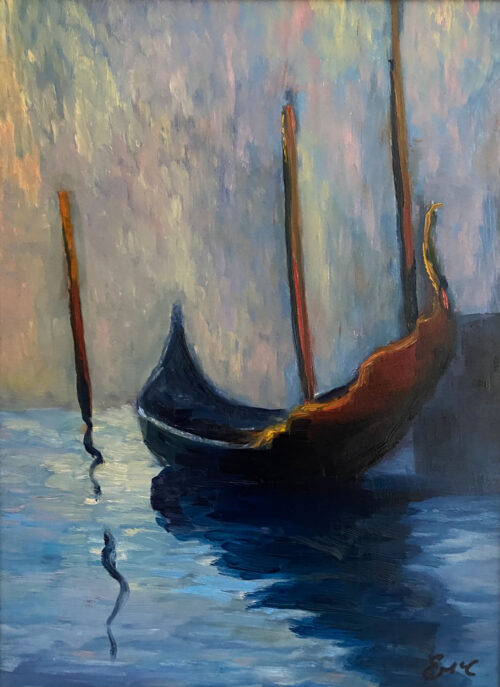 The Little Gondola - after Monet - cityscape oil painting