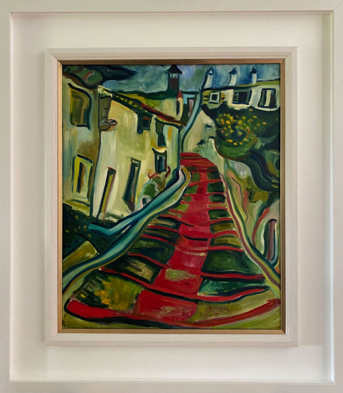 The Red Path - after Soutine - Cityscape oil painting