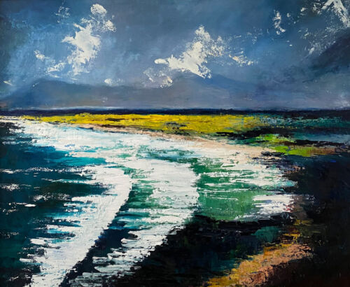 The waves danced across the Rossbeigh shores - Landscape oil painting