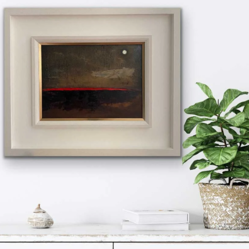 Brilliant Red Horizon Over The Bog - No3 - original Landscape Oil Painting