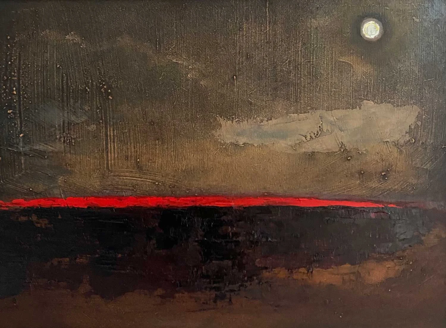 Brilliant Red Horizon Over The Bog – No3 – original Landscape Oil Painting Brilliant Red Horizon Over The Bog - No3 - original Landscape Oil Painting