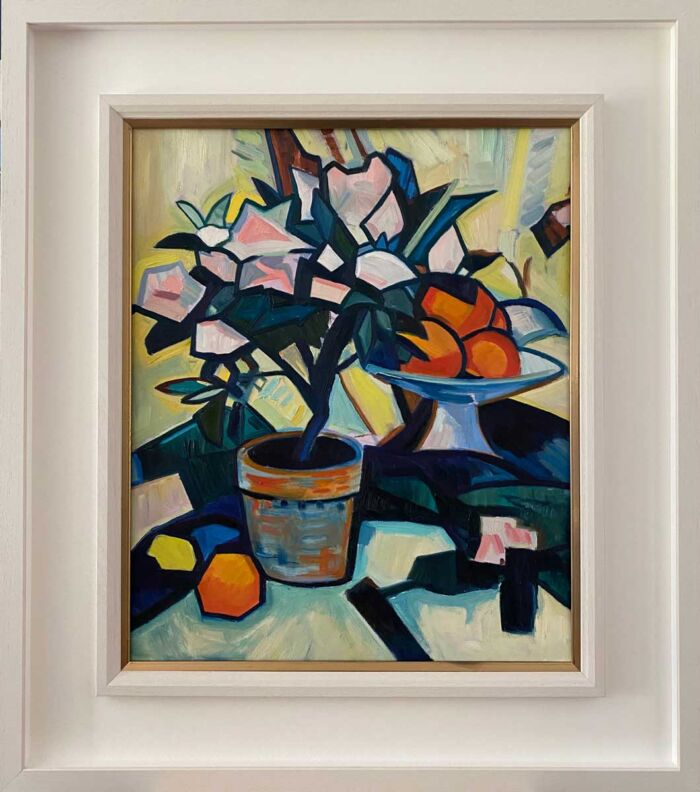 Flower Pot and Oranges - after Peploe - oil on board