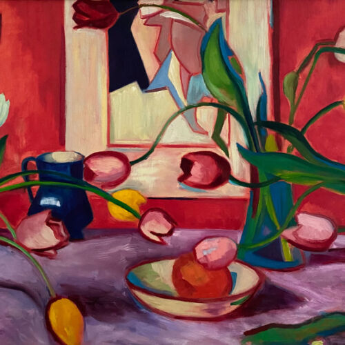 Tulips and Vermilion - after Peploe - Oil painting