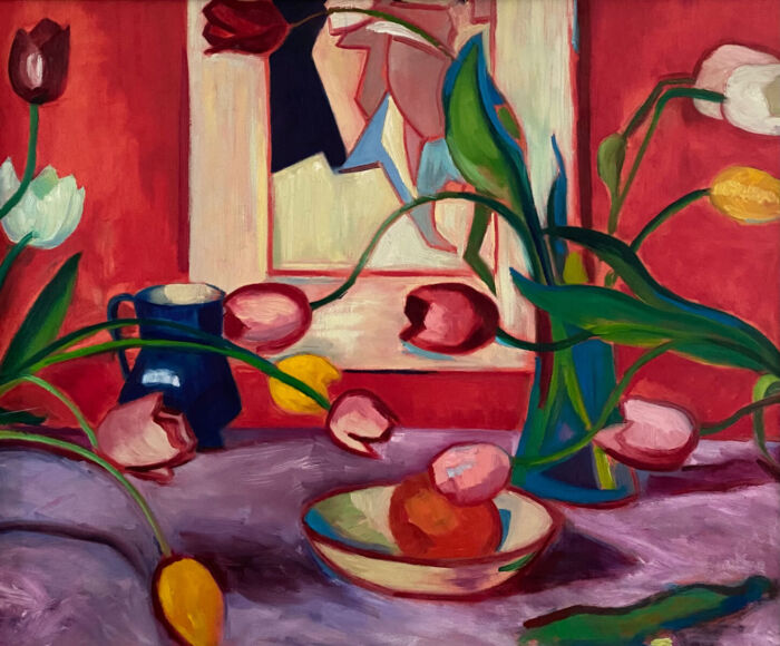 Tulips and Vermilion - after Peploe - Oil painting