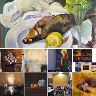 Emily McCormack paintings with yellow