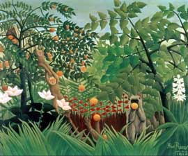 tropical forest with monkeys