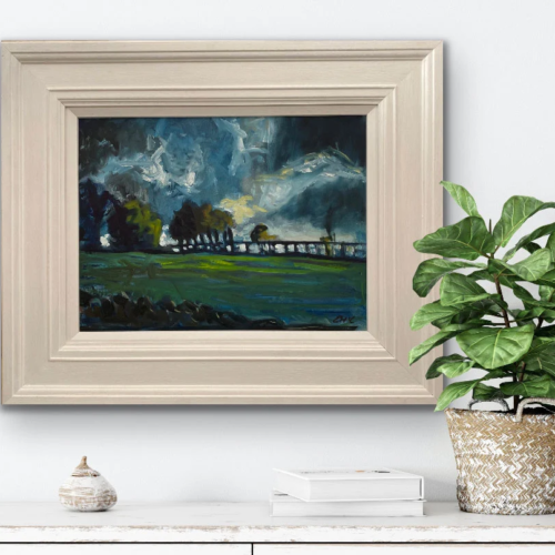 Gathering light on Tara Hill Ireland - oil painting
