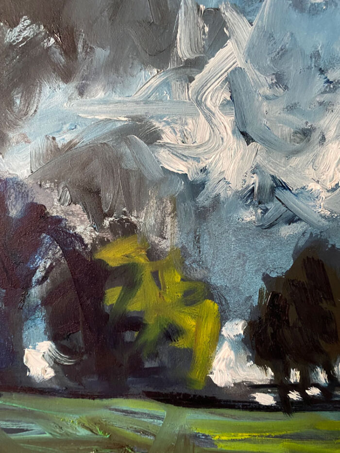 Gathering light on Tara Hill Ireland - oil painting