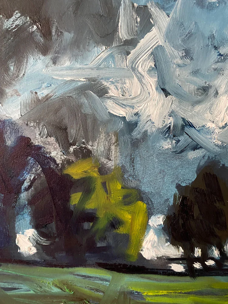 Gathering light on Tara Hill Ireland - oil painting