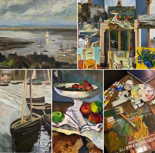 examples of work created during the oil painting course