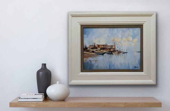 Down by the harbour after Seago - seascape oil painting