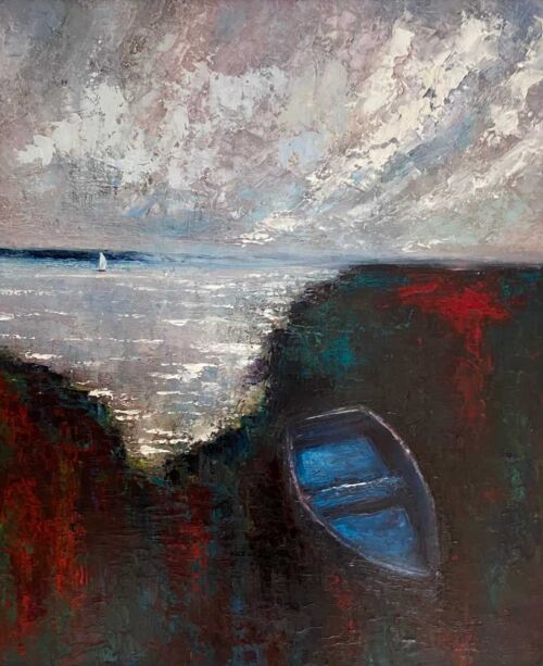 Loansome boat - original oil painting
