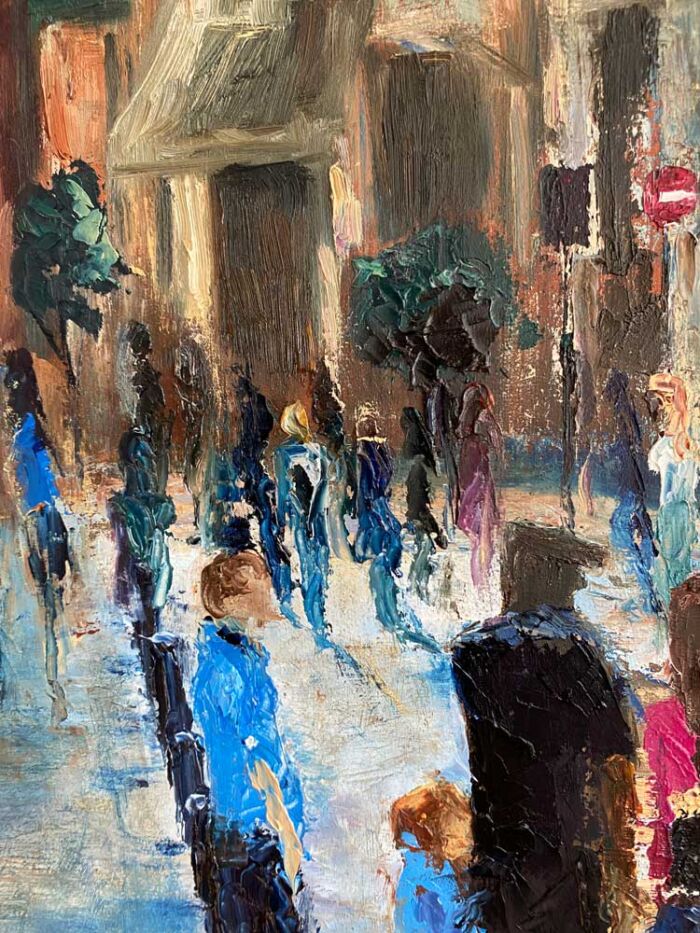 Summers evening stroll in Dublin - Cityscape oil painting
