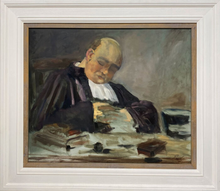 The Honourable Mr Justice Rests - original figure oil painting in frame