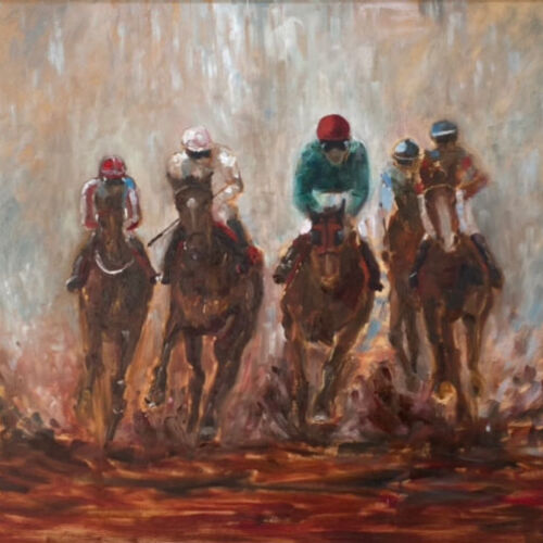 The Last Furlong - equine painting