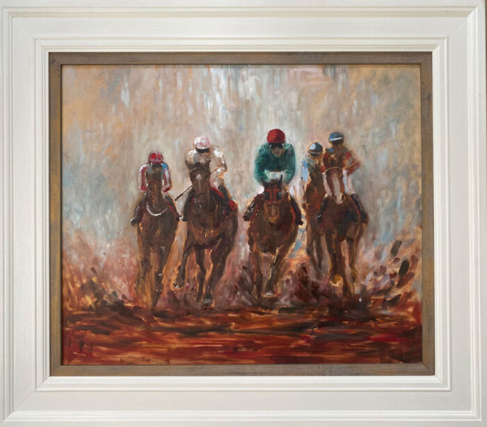 The Last Furlong - equine painting in a frame