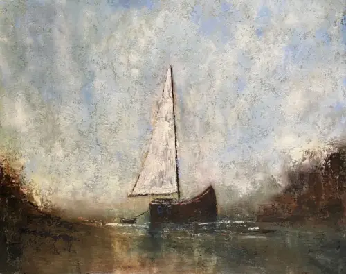 Adventure Awaits Those Prepared To Set Sail - original oil painting by Emily McCormack