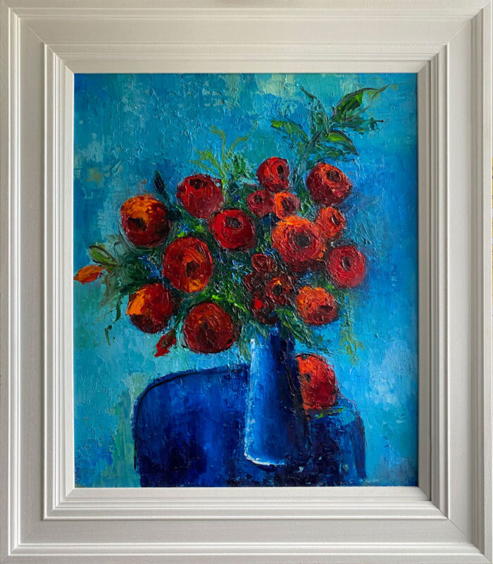 floral oil painting original - My Autumn Rose