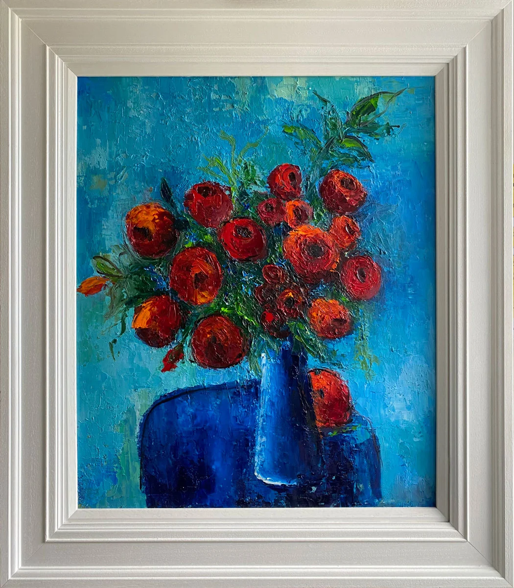 floral oil painting original - My Autumn Rose