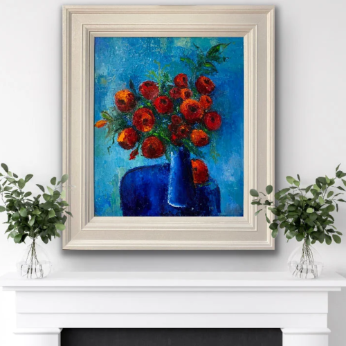 floral oil painting original - My Autumn Rose