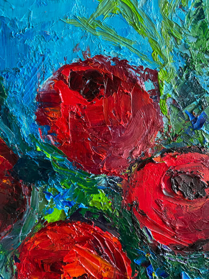 floral oil painting original - My Autumn Rose