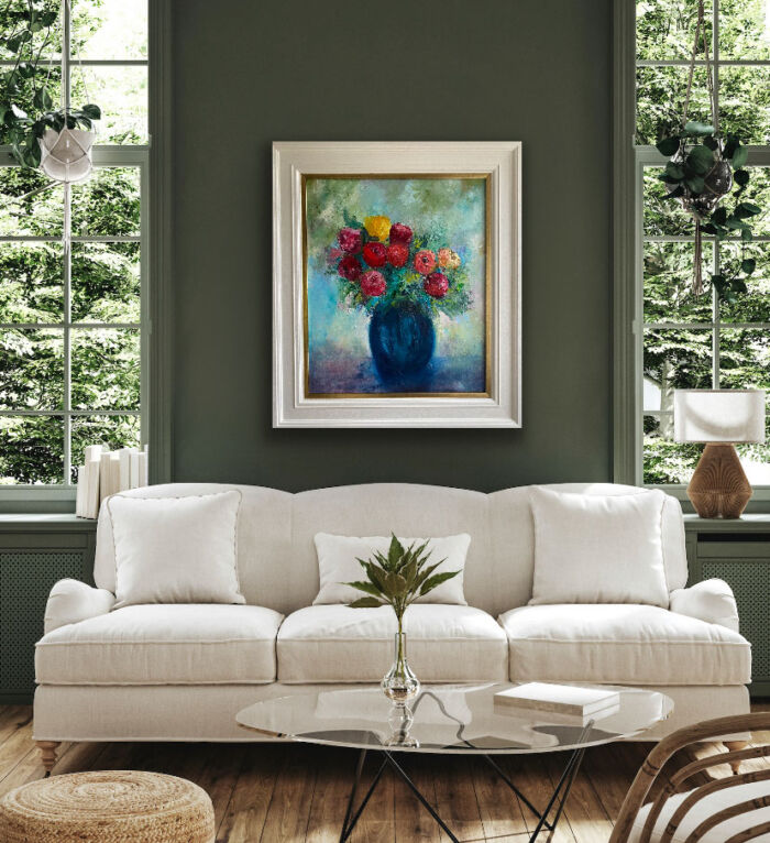 Floral oil painting - Sitting Pretty - bouquet of roses