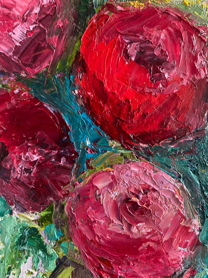 Floral oil painting - Sitting Pretty - bouquet of roses