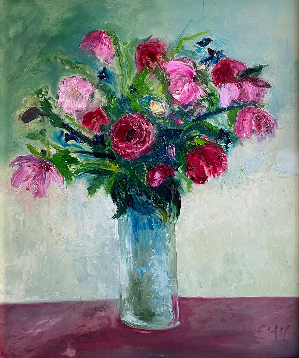 For you a dozen roses original floral oil painting