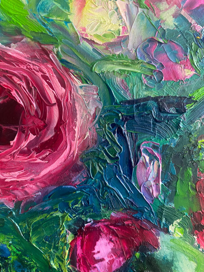 For you a dozen roses original floral oil painting