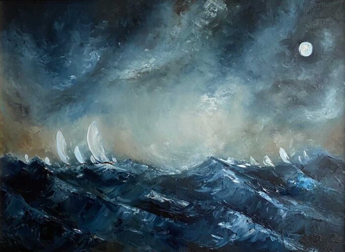 Homeward original seascape oil painting