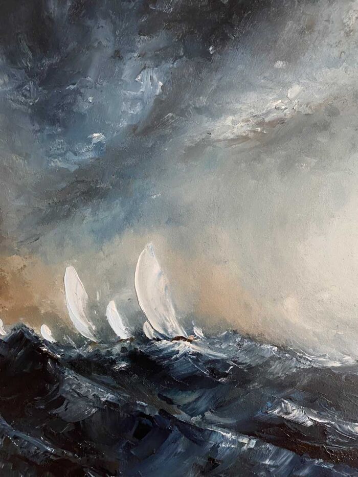 Homeward original seascape oil painting