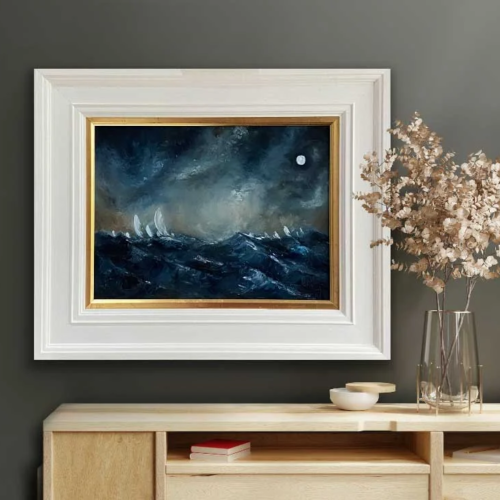 Homeward original seascape oil painting