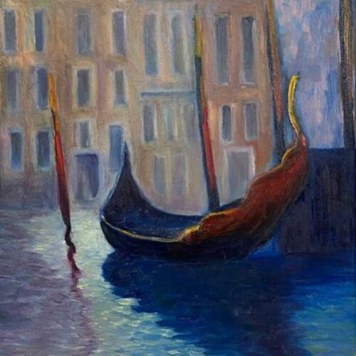 Little Gondola after Monet - cityscape oil painting
